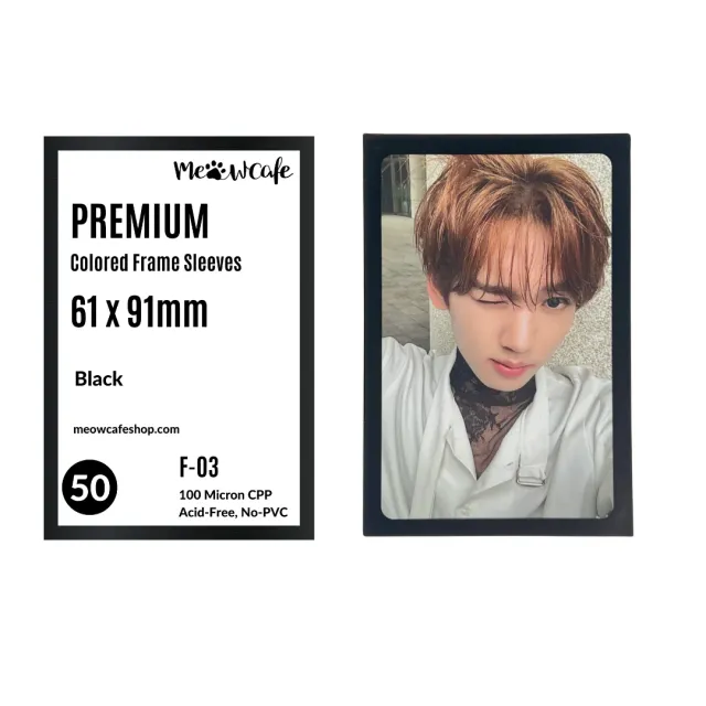 Meowcafe Premium Black Colored Frame Sleeves [61x91mm] 50 Sleeves