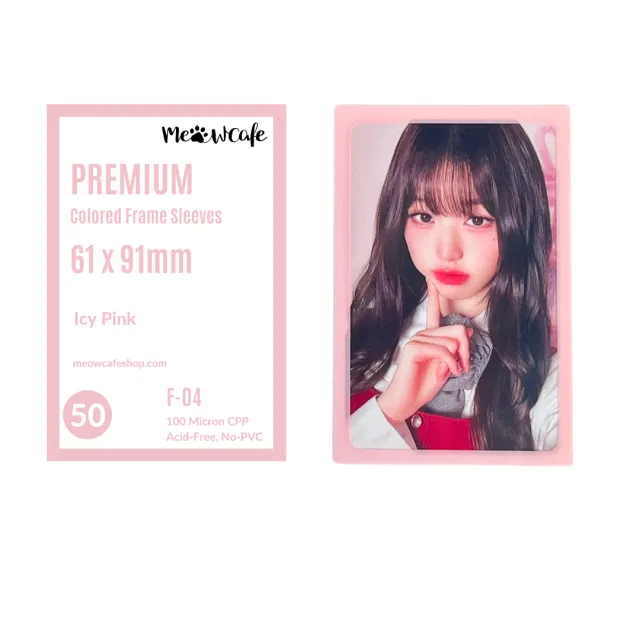 Meowcafe Premium Icy Pink Colored Frame Sleeves [61x91mm] 50 Sleeves