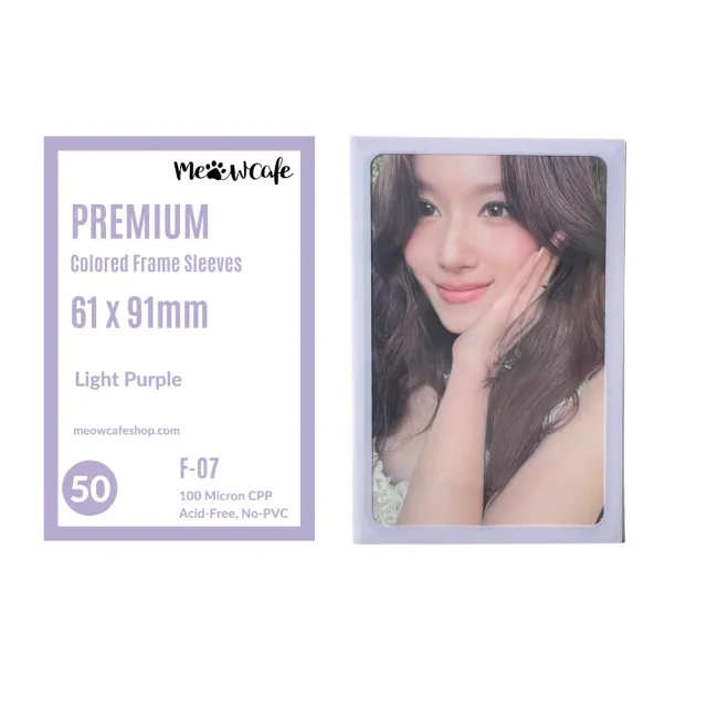 Meowcafe Premium Light Purple Colored Frame Sleeves [61x91mm] 50 Sleeves