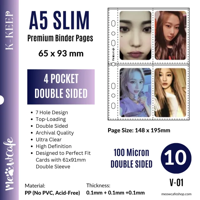 Meowcafe K-KEEP A5 Slim Premium [4 Pocket Pages] 10 Pages
