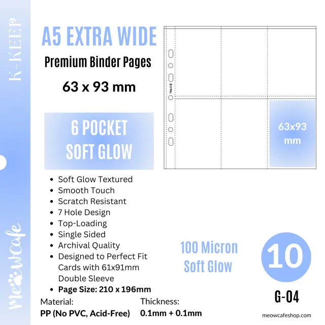 Meowcafe K-KEEP A5 Extra Wide Soft Glow [6 Pocket Pages] 10 Pages