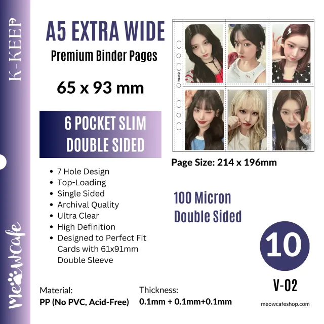 Meowcafe K-KEEP A5 Extra Wide Double Sided [6 Pocket Pages] 10 Pages